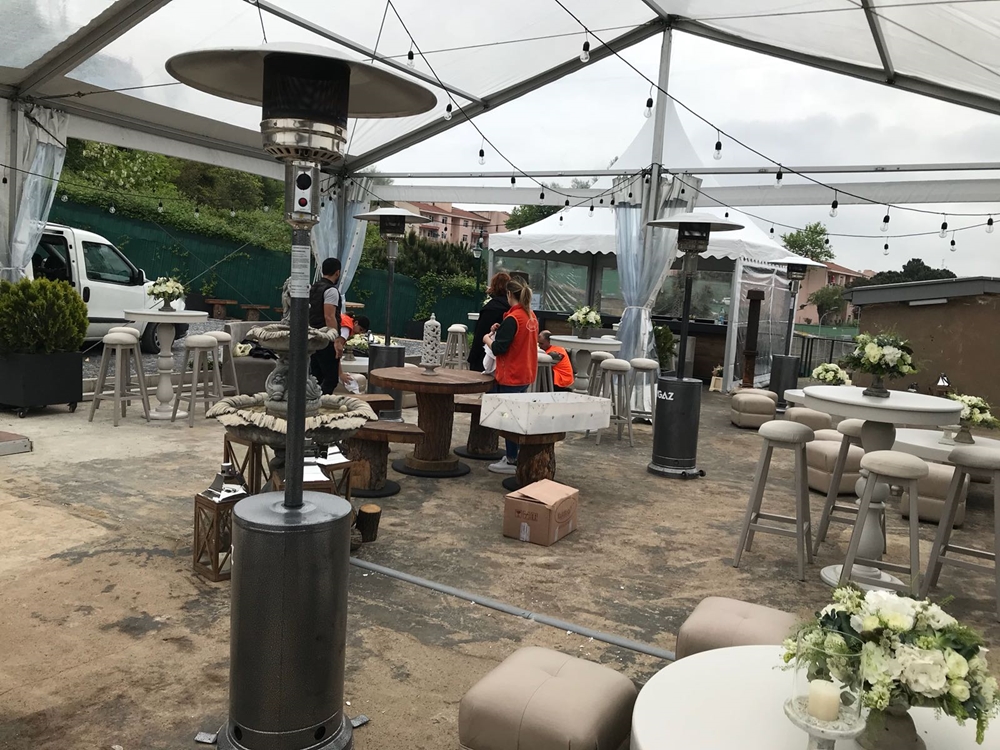 Kiralık palmiye soba ve dış mekan ısıtıcı uygulaması